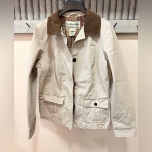 L.L.Bean women's Adirondack barn coat flannel lining and corduroy collar Sz L